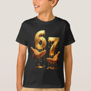 67 Hände Six Seven 6 7 Gold Drip Teens Jungen Kind T-Shirt