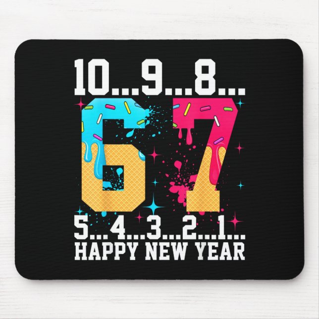 67 Happy New Year Six Seven Funny Countdown 2026  Mousepad (Vorne)
