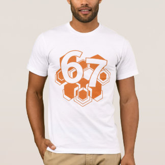 67 Hexa Fusion – Bold Geometric Number Design T-Shirt