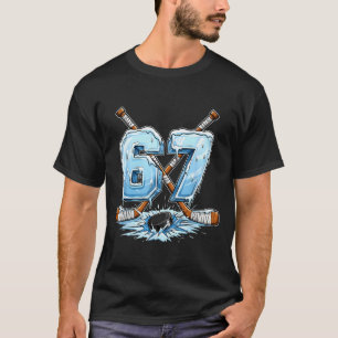 67 Hockey Drip Zahl Lustiger Meme-Stil Jungen Graf T-Shirt
