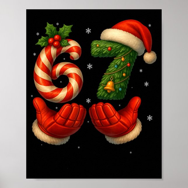 67 Hockey Hands Funny Christmas Meme Santa  Poster (Vorne)