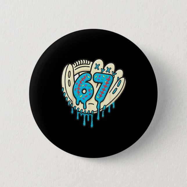 67 Ice Cream Drip Funny Six Seven Baseball  Button (Vorderseite)