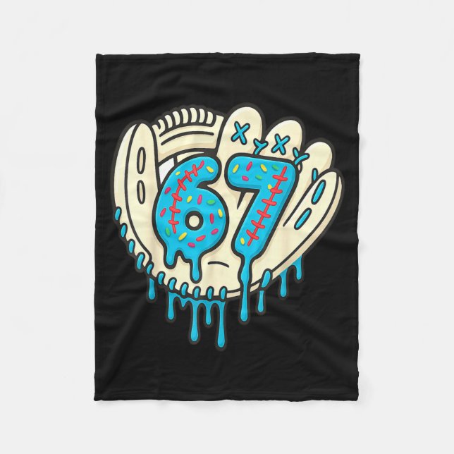 67 Ice Cream Drip Funny Six Seven Baseball  Fleecedecke (Vorderseite)
