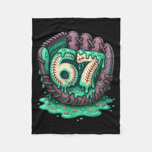 67 Ice Cream Drip Funny Six Seven Baseball  Fleecedecke (Vorderseite)