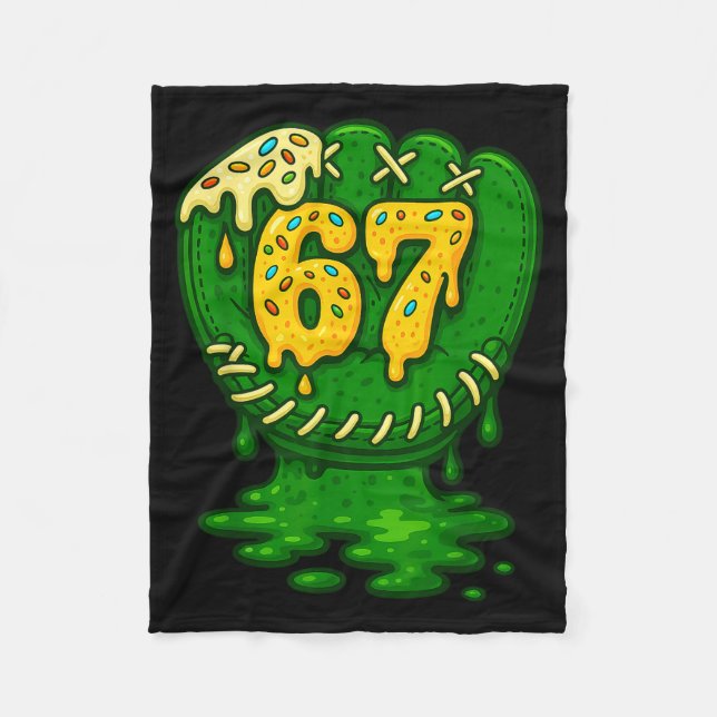 67 Ice Cream Drip Funny Six Seven Baseball  Fleecedecke (Vorderseite)