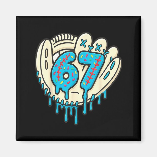 67 Ice Cream Drip Funny Six Seven Baseball  Magnet (Vorne)