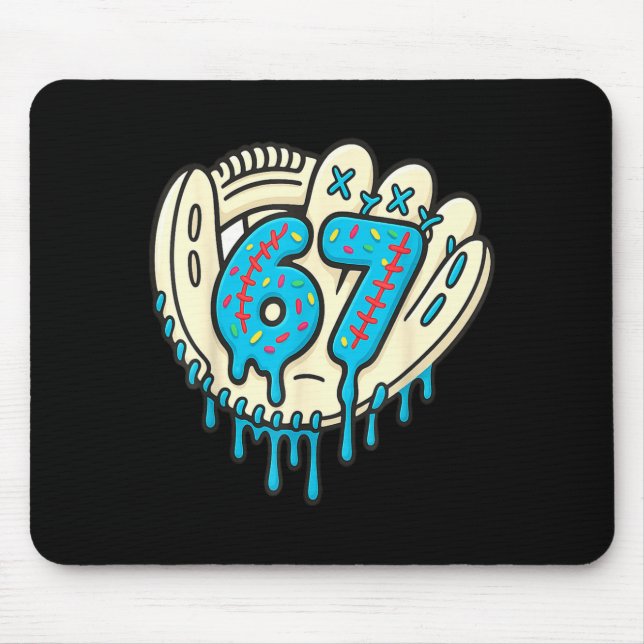 67 Ice Cream Drip Funny Six Seven Baseball  Mousepad (Vorne)