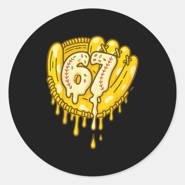 67 Ice Cream Drip Funny Six Seven Baseball  Runder Aufkleber (Vorderseite)