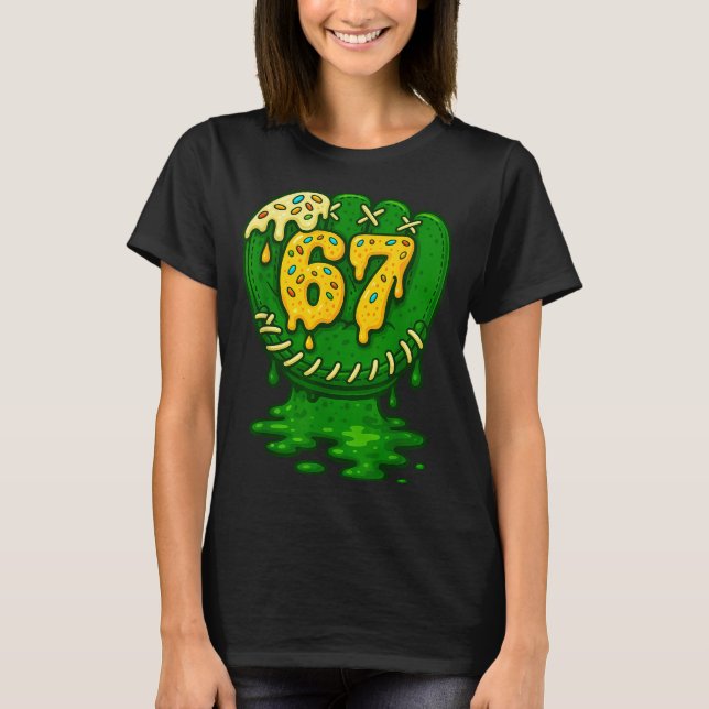 67 Ice Cream Drip Funny Six Seven Baseball  T-Shirt (Vorderseite)