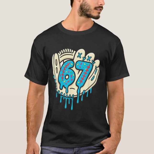 67 Ice Cream Drip Funny Six Seven Baseball  T-Shirt (Vorderseite)