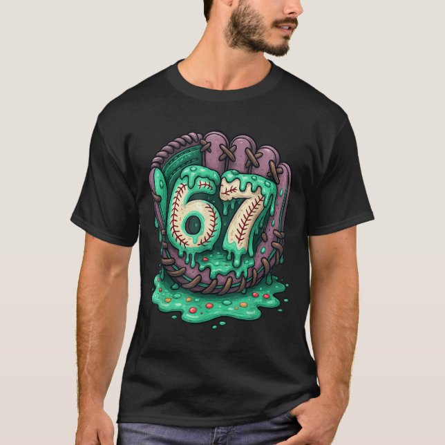 67 Ice Cream Drip Funny Six Seven Baseball  T-Shirt (Vorderseite)