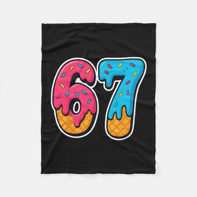 67 Ice Cream Drip Funny Six Seven Gen Alpha Meme S Fleecedecke (Vorderseite)