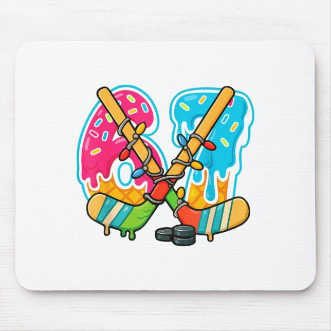 67 Ice Cream Drip Hockey Christmas Light  Mousepad (Vorne)