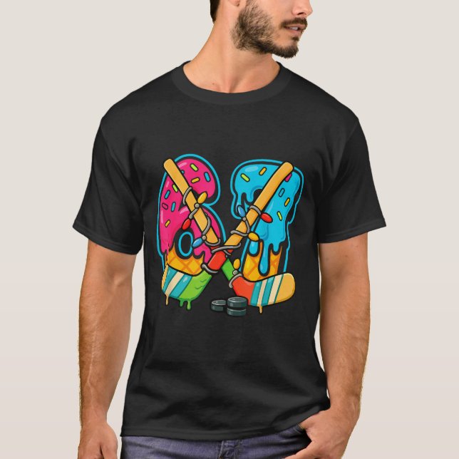 67 Ice Cream Drip Hockey Christmas Light  T-Shirt (Vorderseite)