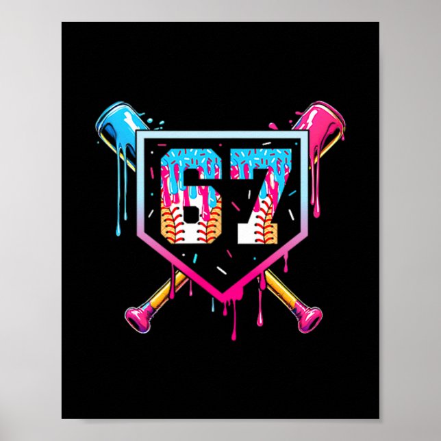 67 Ice Cream Drip Meme Funny Six Seven Gen Alpha ( Poster (Vorne)