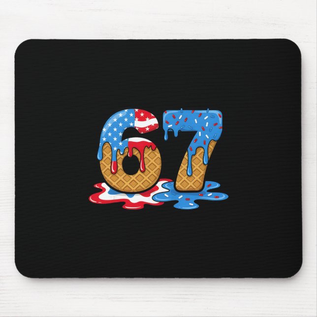 67 Ice Cream Drip Meme Funny Six Seven Gen Alpha S Mousepad (Vorne)