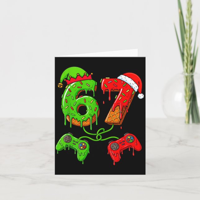 67 Ice Cream Drip Meme Gamer Six Seven Christmas B Karte (Vorderseite)