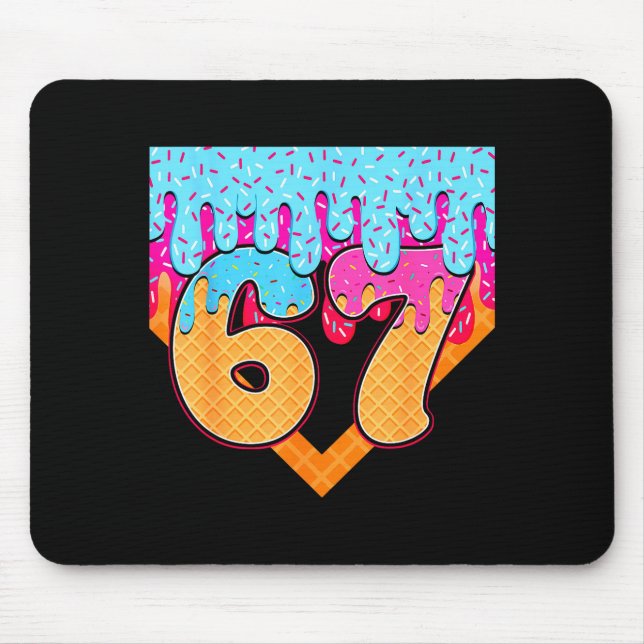 67 Ice Cream Drip Meme Six Seven Gen Alpha Slang  Mousepad (Vorne)