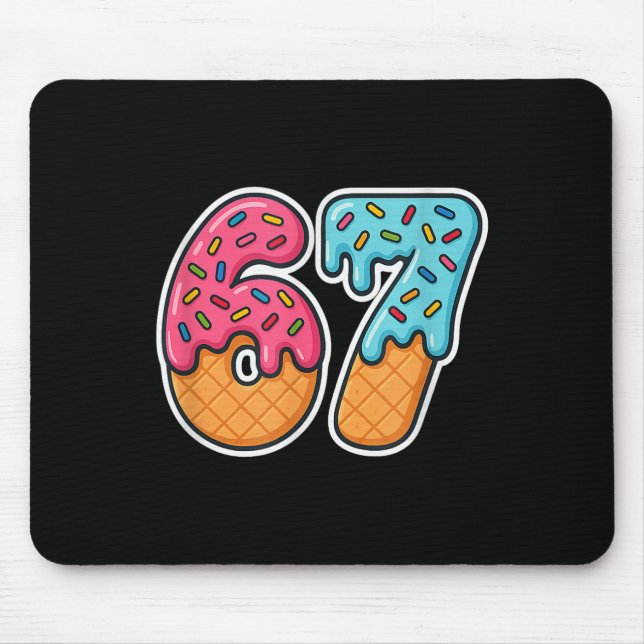 67 Ice Cream Meme Drip Six Seven Slang Gen Alpha  Mousepad (Vorne)