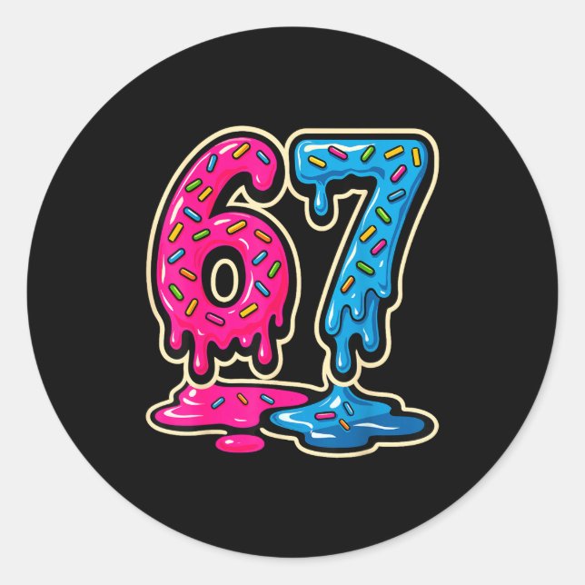67 Ice Cream Meme Six Seven  Runder Aufkleber (Vorderseite)