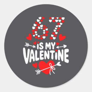 67 ist mein Valentinstag Lustiges Six Seven Meme V Runder Aufkleber