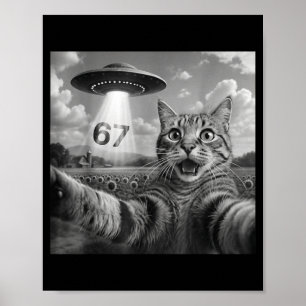 67 Katzen-Selfie mit außerirdischen Ufos Lustige K Poster