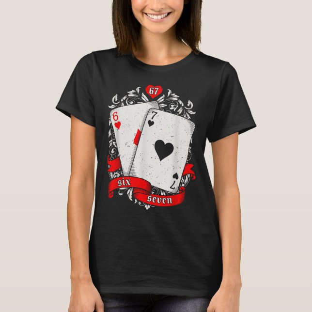 67 Ker Meme Card Art Lucky Hand Retro Aesthetic De T-Shirt (Vorderseite)