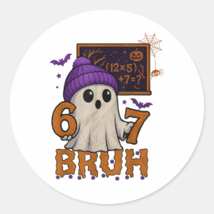 67 Lehrer Halloween Geist Sechs Sieben Meme Mathe Runder Aufkleber