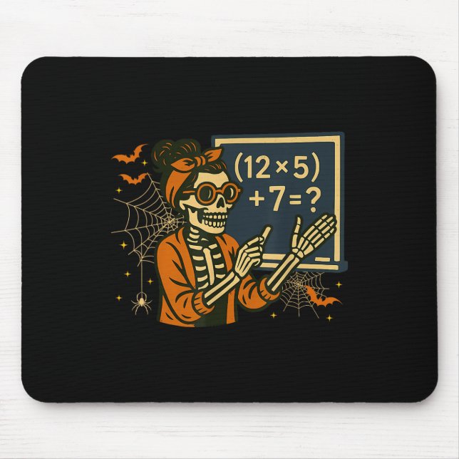 67 Lehrer Halloween Skelett Sechs Sieben Meme Math Mousepad (Vorne)
