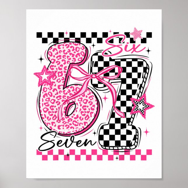 67 Leopard Kariert Lustig Six Seven Meme 6-7 Tee Poster (Vorne)