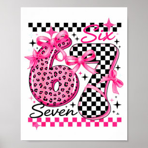 67 Leopard Kariert Sechs Sieben Meme 6-7 Lehrer  Poster