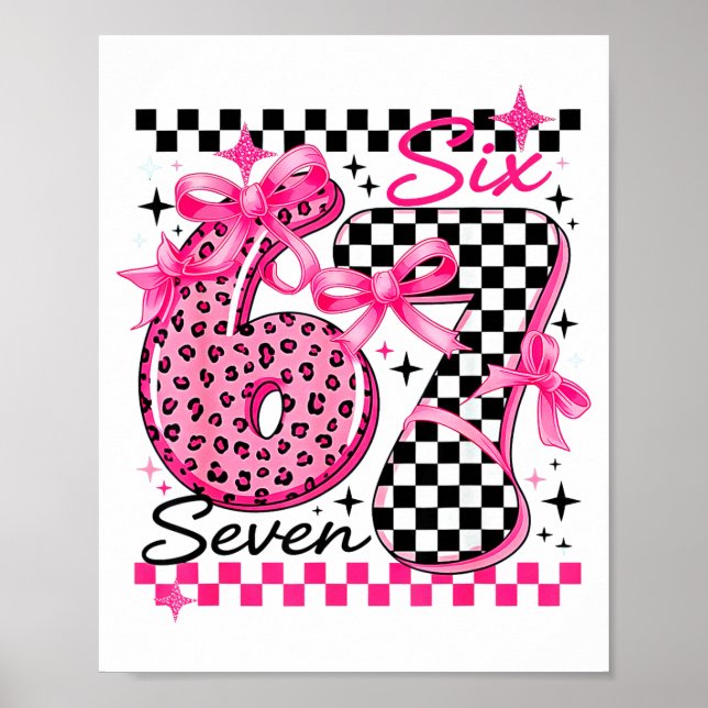67 Leopard Kariert Sechs Sieben Meme 6-7 Lehrer  Poster (Vorne)