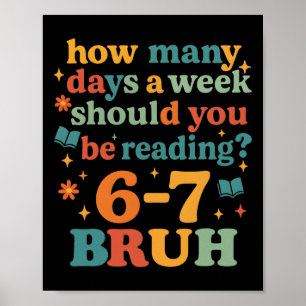 67 Lesender Ela-Lehrer Retro-Bibliothekar 6 7 Meme Poster