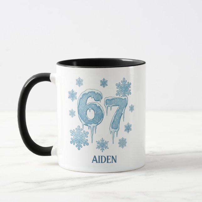 67 Lustige 6 7 Sechs Sieben Personalisierte Weihna Tasse (Links)