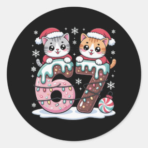 67 lustige Meme Kawaii Katzen Weihnachten Eis Drip Runder Aufkleber