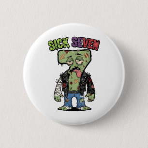 67 Lustige Zombie Sechs Sieben Humor Meme Brainrot Button
