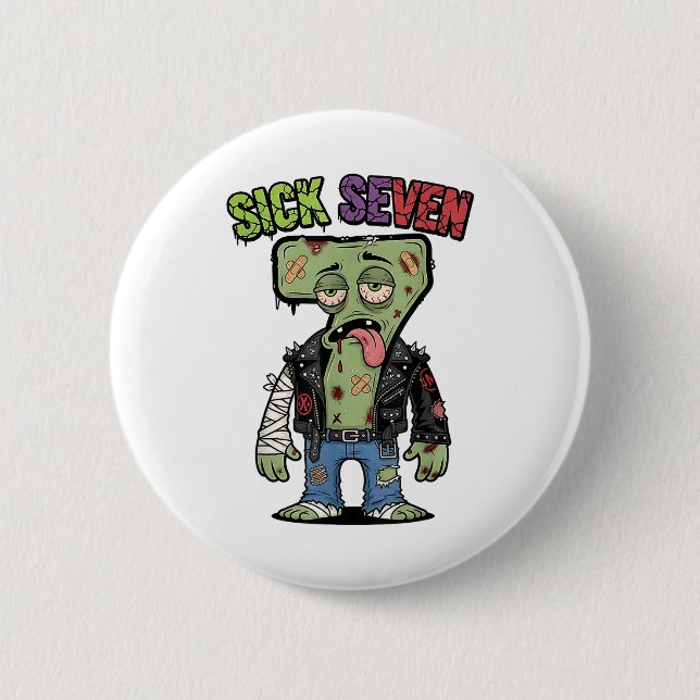 67 Lustige Zombie Sechs Sieben Humor Meme Brainrot Button (Vorderseite)