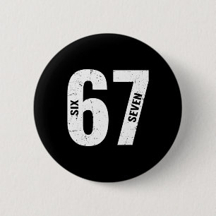 67 Lustiges Meme Sechs Sieben Retro  Button