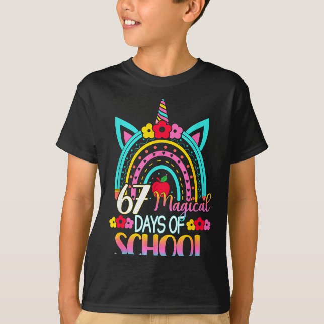 67 Magical Days Of School Meme Funny Student Teach T-Shirt (Vorderseite)