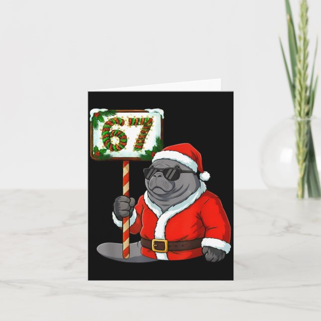 67 Manatee Christmas Six Seven Meme Brainrot Manat Karte (Vorderseite)
