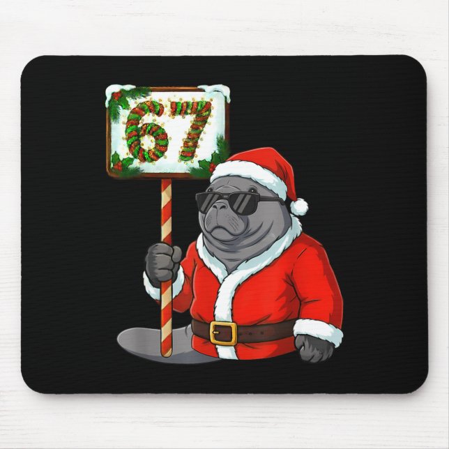 67 Manatee Weihnachten Six Seven Meme Brainrot Man Mousepad (Vorne)
