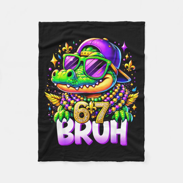 67 Mardi Gras Alligator Mardigator Six Seven Bruh  Fleecedecke (Vorderseite)