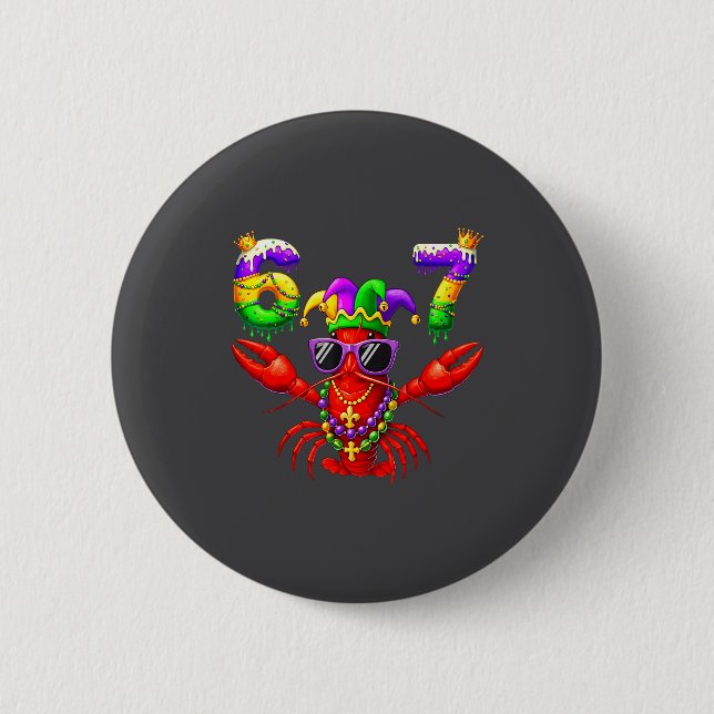 67 Mardi Gras Crawfish Beads Six Seven Carnival Bo Button (Vorderseite)