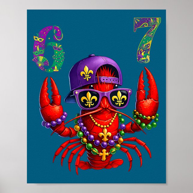 67 Mardi Gras Crawfish Beads Six Seven Carnival Bo Poster (Vorne)