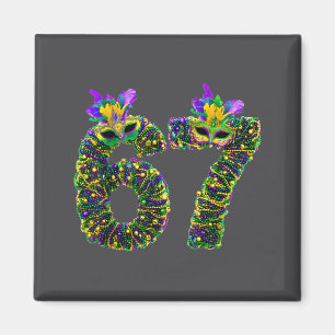 67 Mardi Gras Perlen Maske Six Seven Meme 6 7 Karn Magnet