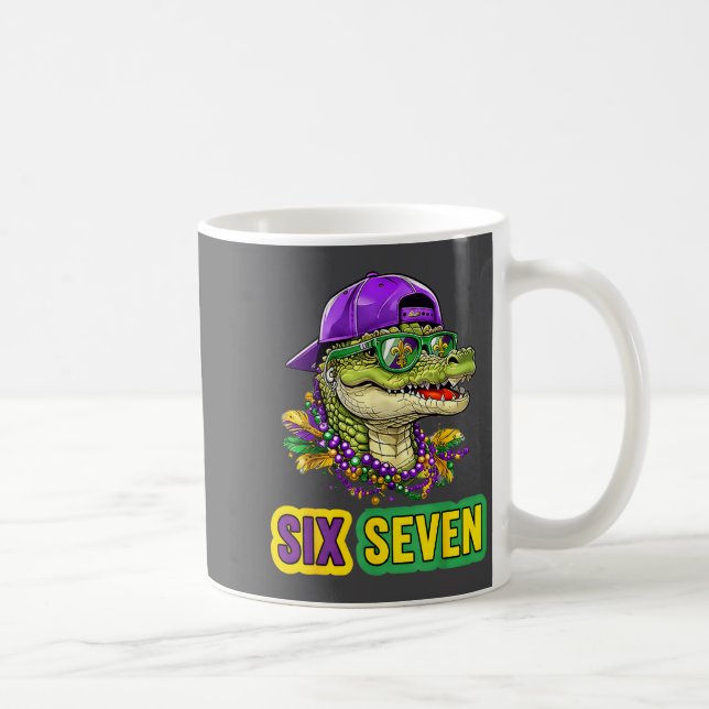 67 Mardigator Alligator Mardi Gras Six Seven Funny Kaffeetasse (Rechts)