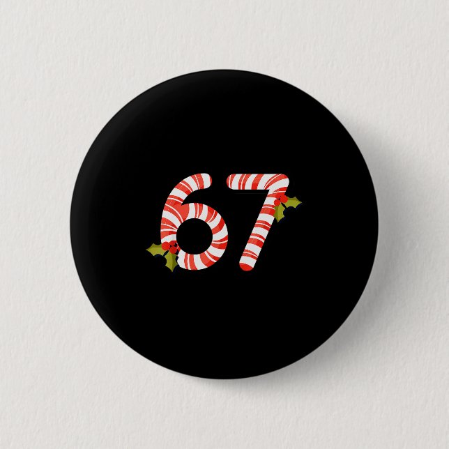 67 Mas Meme Candy Cane Six Seven Kinder Männer Fra Button (Vorderseite)