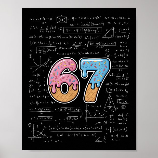 67 Mathelehrer Mathematik 67. Zahl Eiscreme  Poster (Vorne)