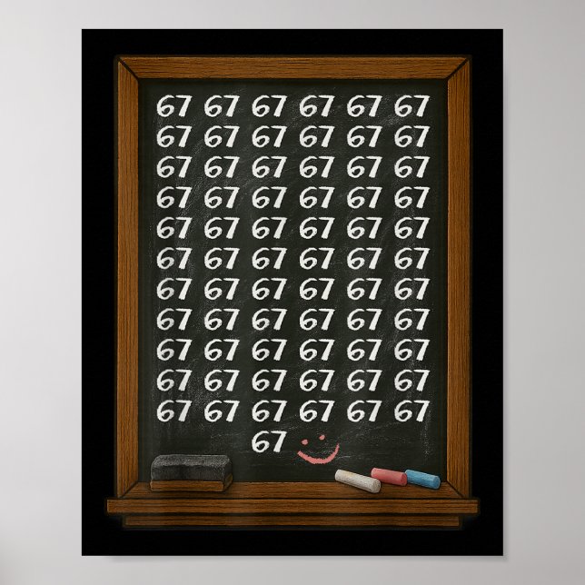 67 Mathelehrer-Überlastung Six Seven Brainrot Meme Poster (Vorne)
