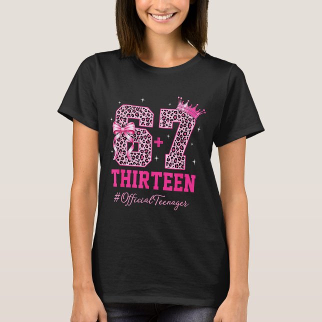 67 Meme 13th Birthday Girl Leopard Nk Bow Cute Tee (Vorderseite)